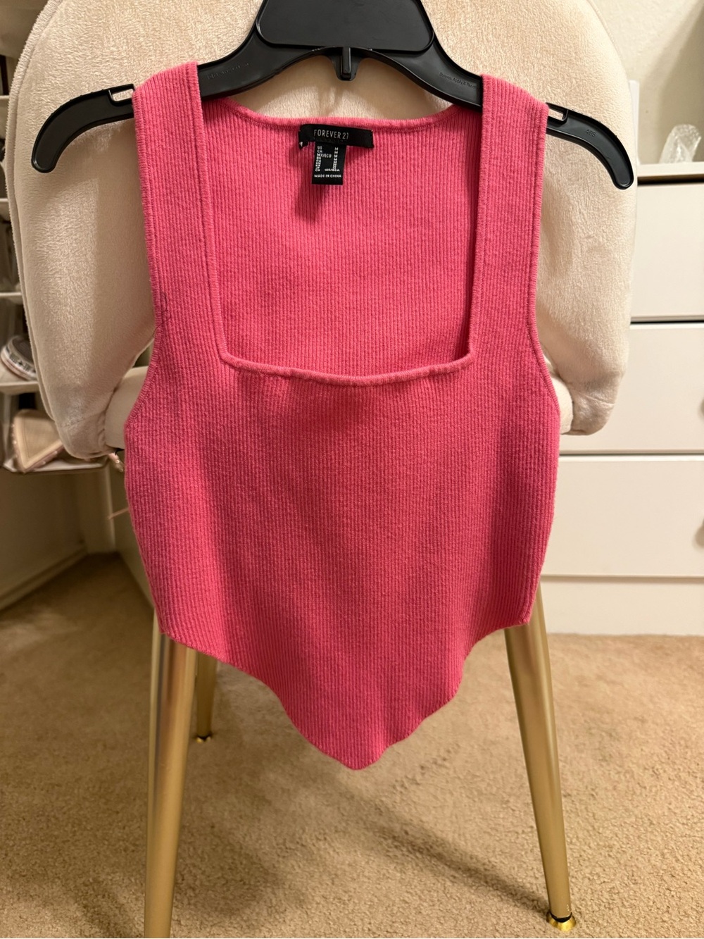 Forever 21 Pink Knit Square-Neck Crop Top